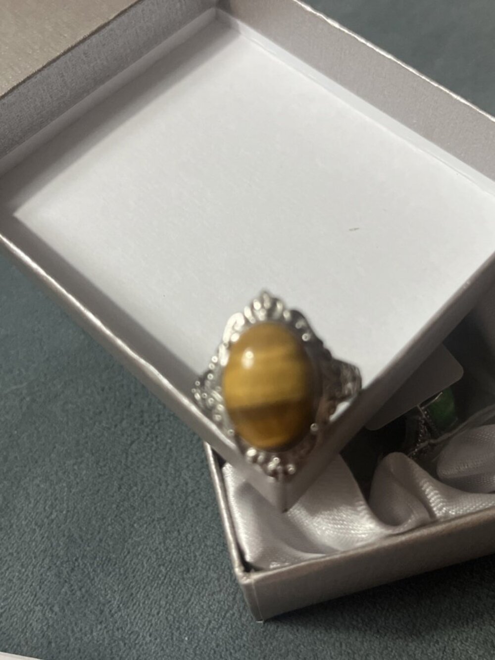 Ever True Tiger's Eye Solitaire Ring In Stainless Steel Sz 9